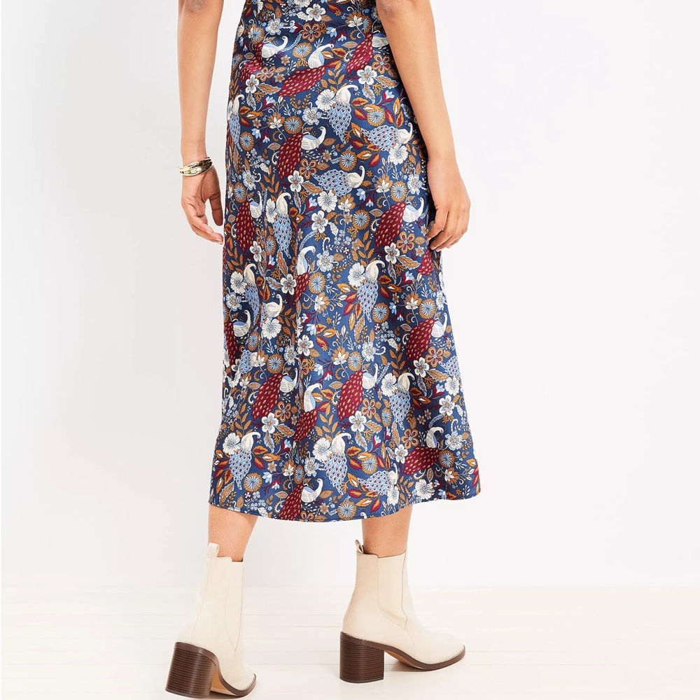 LOFT NWOT Peacock Bias Midi Skirt